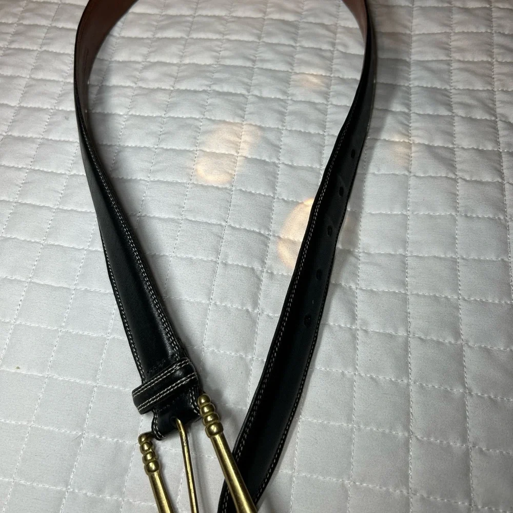Coach Black English Bridle Leather Belt 3910 Brass/USA/MED-EUC